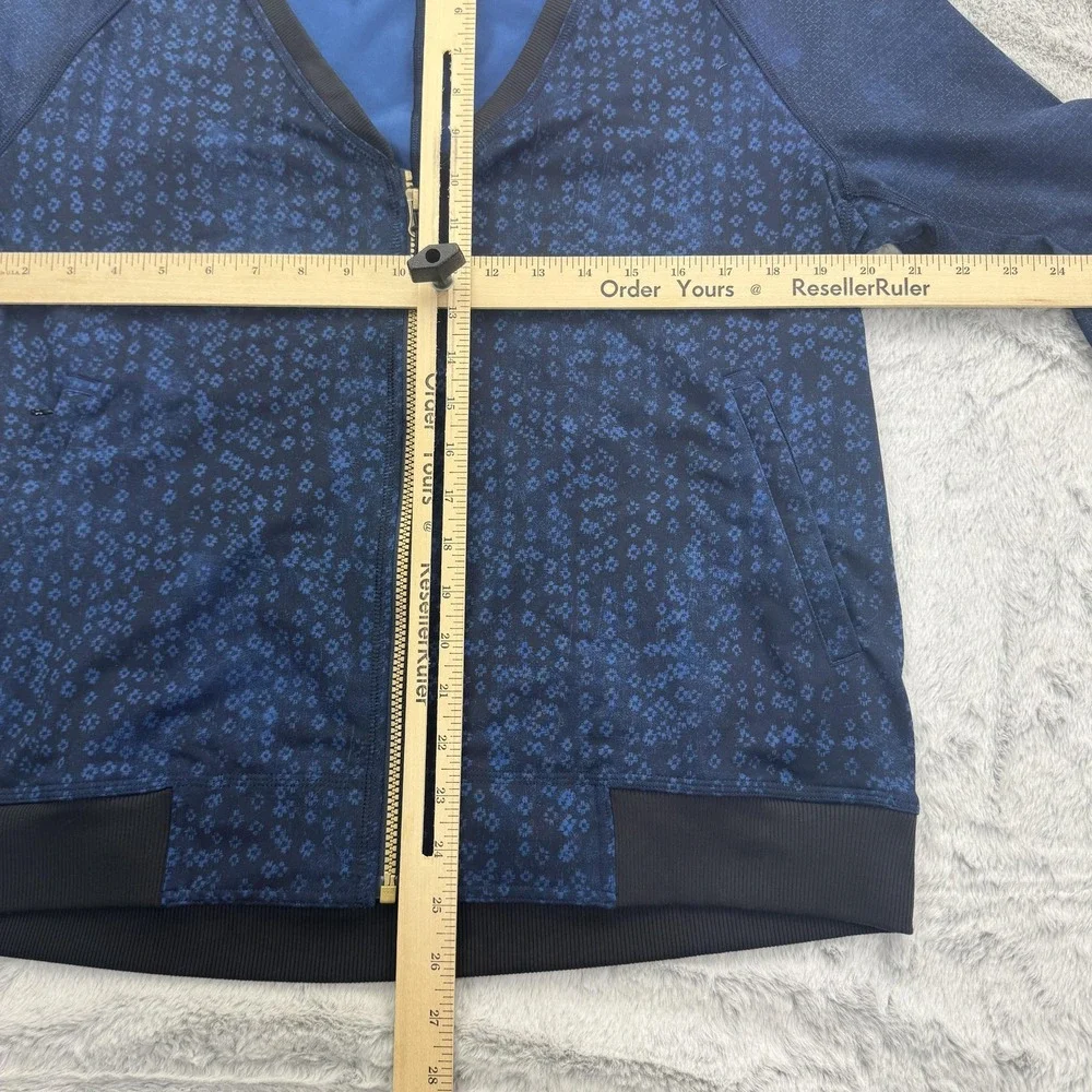 Lululemon Jacket Womens 10 Blue Geometric Full Zip Thumbholes Athletic Yoga